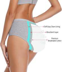 Cotton Period Underwear For Women, Easy Clean Menstrual Briefs - Dark-6pack - View 6