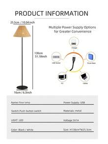 1 Đèn sàn thiết kế chụp đèn mây thủ công chạy bằng USB, gỗ đan tối giản thích hợp cho nhà nghỉ, phòng khách hiện đại, phòng ngủ, bàn làm việc, đầu giường, cổ điển, cao cấp, ánh sáng ấm áp kiểu Bắc Âu - nhiều màu - Xem 11