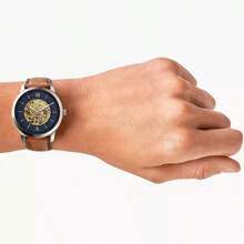 Fossil Neutra Fashion Automatic Watch For Men ME3160 Blue Round Dial And Brown Leather Strap Casual Watch Suitable For Daily Business Wear Ideal Birthday Gift For Men Boyfriend Father