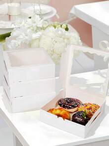 6pcs/1pc 8" X 8" Bread Box With Window, Pie Box, Cookie Box, Chocolate & Strawberry Box, Cake Box / Suitable For Wedding, Birthday, Christmas, Holiday