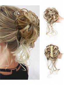 凌乱发髻发饰，蓬松发髻造型器，弹性发带，卷发发髻配饰，适合圣诞节、新年、音乐节等场合（酒红色） - 彩色 - 查看 13