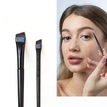 2 Pieces Angled Eyeliner Brush Set - Ultra Fine Tip | Synthetic Bristles | For Gel/Powder Liner & Brows | Professional Makeup Tools