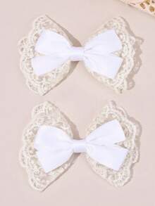 1/2个女孩可爱蕾丝蝴蝶结发夹，优雅缎面蝴蝶结发夹，适合婚礼、派对和日常佩戴，春夏复古风发饰，柔和的米色和粉色蝴蝶结，母女套装，女孩礼物 - 彩色 - 查看 12
