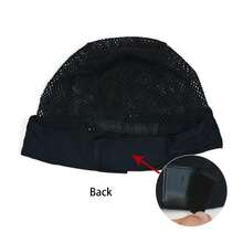 1 pieza de gorro de peluca con diadema de color negro, gorro de agarre de peluca con agujero ajustable, material de seda de hielo para hacer peluca con diadema - Negro - Ver 9