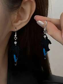 1 对创意尖叫鬼亚克力吊坠耳环 - 采用卡通人物设计，休闲风格，不锈钢挂钩，防过敏，女士珠宝，适合日常佩戴、送礼、万圣节、圣诞节、派对和全年使用，是送给家人和朋友的完美节日和生日礼物 - 彩色 - 查看 9