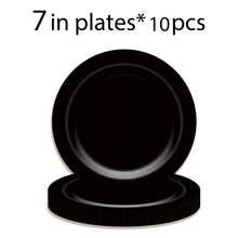60pcs/Set Black Disposable Party Tableware Set, Including Black Disposable Paper Plates, Dessert Plates, Cups, Ideal For Christmas, New Year, Birthday, Valentine's Day Parties - Black - View 12