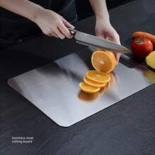 1pc 2025 High Quality Cutting Board - Double Sided, Stainless Steel, For Kitchen And Dining, Durable, Food, Easy To Clean Kitchen Preparation Mat, For Vegetables, Fruits, Chicken And Beef, Kitchen Gadgets - Silver - View 7