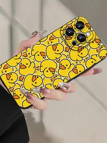 1 pieza Funda de teléfono de TPU con protección de lente de cobertura total y diseño de pato lindo con ojos de ángel negros compatible con Apple & Series - Multicolor - Ver 2