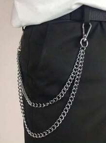 1pc Men's Fashionable Simple Pant Chains, Punk Hip Hop Style Jeans Chain Accessory Autumn-Winter Accessories Halloween Costume,Suitable For Teens, Youth,Men,Casual, Outdoor, Athletic, Vacation, Graduation Gifts, Birthday, Daily Wear - Silver - View 14