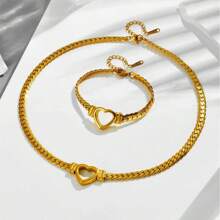 Conjunto de collar y pulsera de acero inoxidable chapado en oro de 18k, joyería de moda