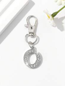 1pc Fashion European & American Unisex Minimalist Cute 26 English Letter Shaped Keychain Pendant Accessory, Embedded With Rhinestones, Suitable For Men & Women Car Keys, Bags, Decoration And Holiday Gifts - Silver - View 29