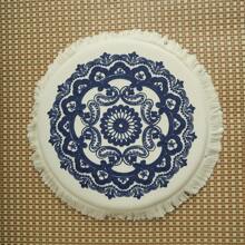 1 件花卉刺绣靠垫套（无填充物），现代帆布装饰抱枕套，适用于客厅、家居装饰 - 藏蓝色 - 查看 11