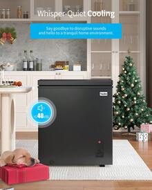 TABU 3.5 Cu Ft Compact Chest Freezer W/ -4°F Rapid Freezing, Removable Storage Basket, 7 Level Smart Temperature Control For Apartment/Garage Ready(Black) - Xem 7