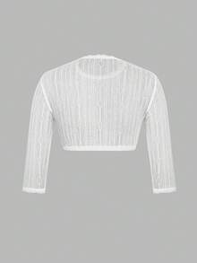 ii French Elegant Crew Neck Minimalist Sheer Casual Blouse For Women, Halloween