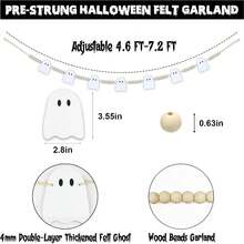 1 Set Halloween Ghost Garland, Cute Style + White Wooden Color, Hanging Decoration, Suitable For Autumn Holiday Decor