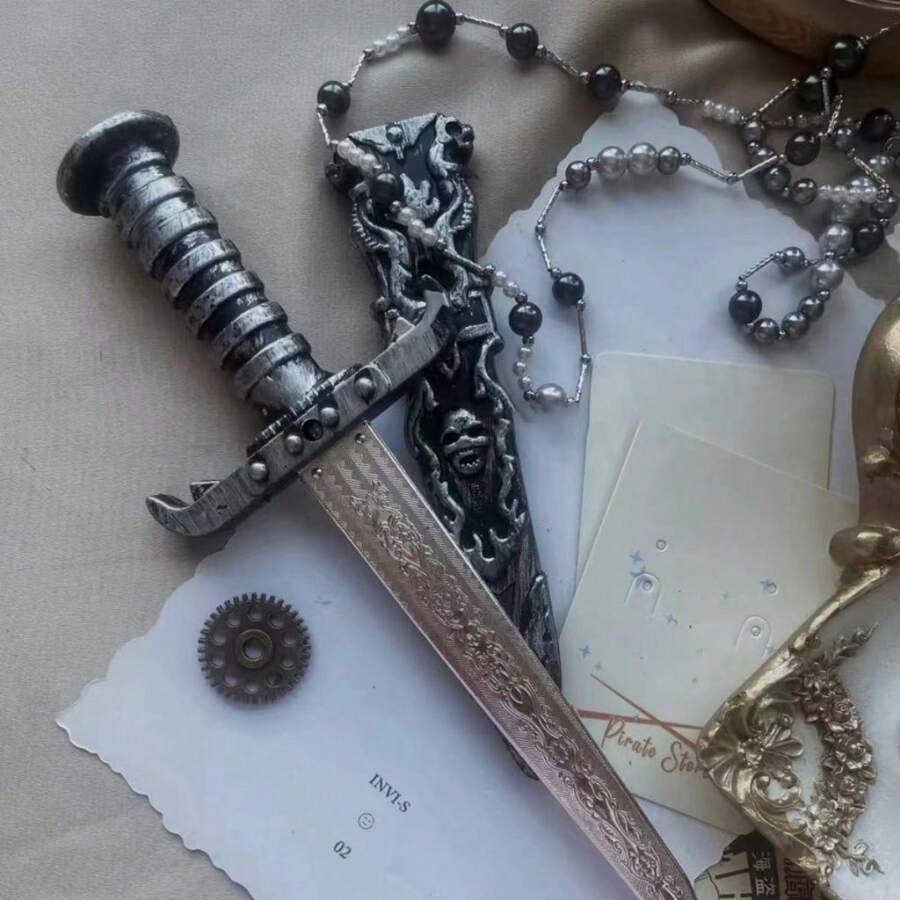 塑料COS道具深色复古小刀高端小玩具雕刻宫廷风万圣节装饰 - 黑色 - 查看 1