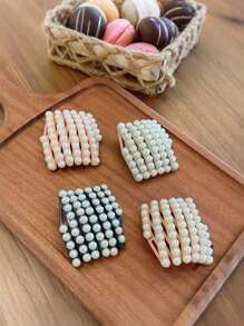 1 件/4 件女士可折叠珍珠头带，可调节发带防滑手柄，旅行洗脸和化妆发饰，韩式优雅头带，返校，头饰 - 彩色 - 查看 6