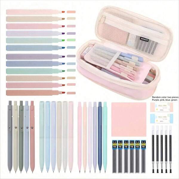Large Capacity Dirt-Resistant Pencil Case, Student Creative Stationery Storage Bag, Macaron Color Patchwork Pencil Pouch (Pen Not Included),For School Supplies,Back To School