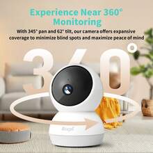 4MP 全高清安全摄像头，具有红外夜视、双向音频、运动检测、自动跟踪、双频 WiFi 连接、家庭安全应用程序控制 - 非常适合青少年、老年人、宠物、婴儿，兼容 Alexa 和 Assistant - 白色 - 查看 4