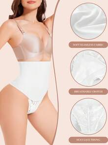 JUQDNX Mid Waist Shaping Thongs - Tummy Control Compression Slimmer, Lace Shaping Girdle Panties For A Flattering Silhouette, Smooths And Shapes Your Figure