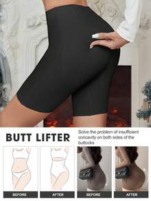 1 件适用于女性腰部、腹部和臀部提升、微塑形、无痕填充臀部、假臀部、女性塑身裤 - 黑色 - 查看 9