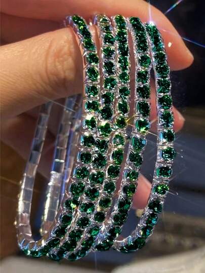 5 pezzi Braccialetto elastico con strass scintillanti, braccialetto regolabile con brillantini, gioielli stile festa, regalo per donne