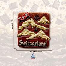 1 pieza Imán de nevera con Hito de Suiza, Chocolate suizo 3D de resina, Tren alpino y Chalé de montaña, Recuerdo de Berna, Decoración de hogar y oficina, Regalo