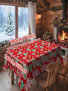 1/20 Stück Rote Weihnachts-Candy-Candy-Themen Tischdecke - Candy-Candy-Cane-Design Tischdecke, geeignet für Weihnachten, Feiertage, Winter, Küche, Abendessen, Familie, Party, Feiertage, Geburtstagsdekoration