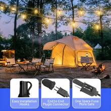 100FT S14 Solar Outdoor String Lights ,IP44 Waterproof,Solar And USB Dual Charging,Patio Lights With Unbreakable Dimmable Vintage Edison Bulbs, S14 E12 Socket And Windproof String Lights, Connectable Hanging Lights, Suitable For Backyard, Garden, Cafe, Party, Wedding, Holiday Decoration,Halloween - Màu trắng ấm áp - Xem 9