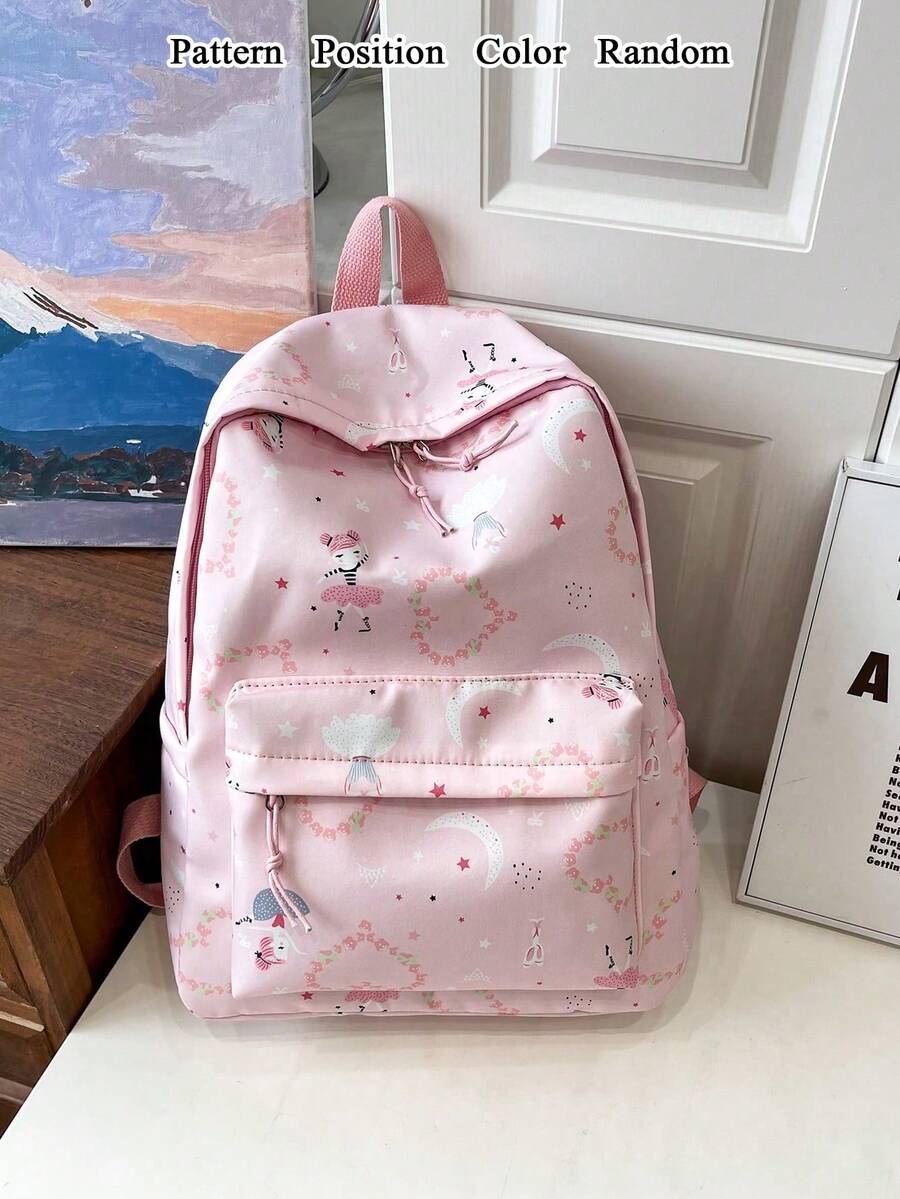 1 Stück süßer Cartoon Kinderrucksack Kindergarten Schüler Schultasche Spielzeug Rucksack vielseitig leicht tragbar mit Reißverschluss verstellbarem Gurt für täglichen Quadratischen Rucksack für Reisen Urlaub Outdoor Einkaufen Geburtstag Schulen, Geschenk für Ihre Tochter Geburtstagsgeschenke, einfarbig Nylon Cartoon Farbe Liebe Graffiti Muster, neues Design, modische lässige Tasche für Schülerin, Beste Freundin, junge Kinder Reisezubehör