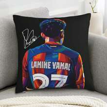 1 bức tranh cầu thủ bóng đá làm từ Polyester 100%, không có ruột gối, có thể giặt bằng máy, có khóa kéo, kèm quà tặng trang trí nhà cửa cho nhiều loại phòng, kích thước 16x16 18x18 20x20 inch, in một mặt. - Nhiều màu - Xem 3