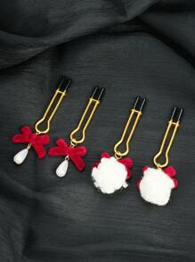 CIZME 1pair Cute Velvet Bow Nipple Cuff For Women For Daily Decoration, Nipple Clamps Body Non-Piercing Nipple Body Clip Adjustable Faux Nipple Ring Body Jewelry