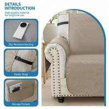 YSTYLE Vỏ bọc ghế sofa 1/2/3/4 chỗ có tay vịn, Vỏ bọc ghế bành đa năng, Vỏ bọc ghế sofa chống trượt, Vỏ bọc ghế sofa chống trầy xước, Vỏ bọc ghế sofa chống bẩn, Tấm bảo vệ ghế sofa cho mèo và chó - Màu Khaki - Xem 5