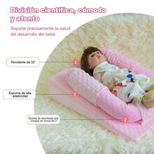 Colchón inclinado para bebés recién nacidos,previene reflujo y aspiración,ideal para amamantar, cuna en cama - rosa - Ver 2