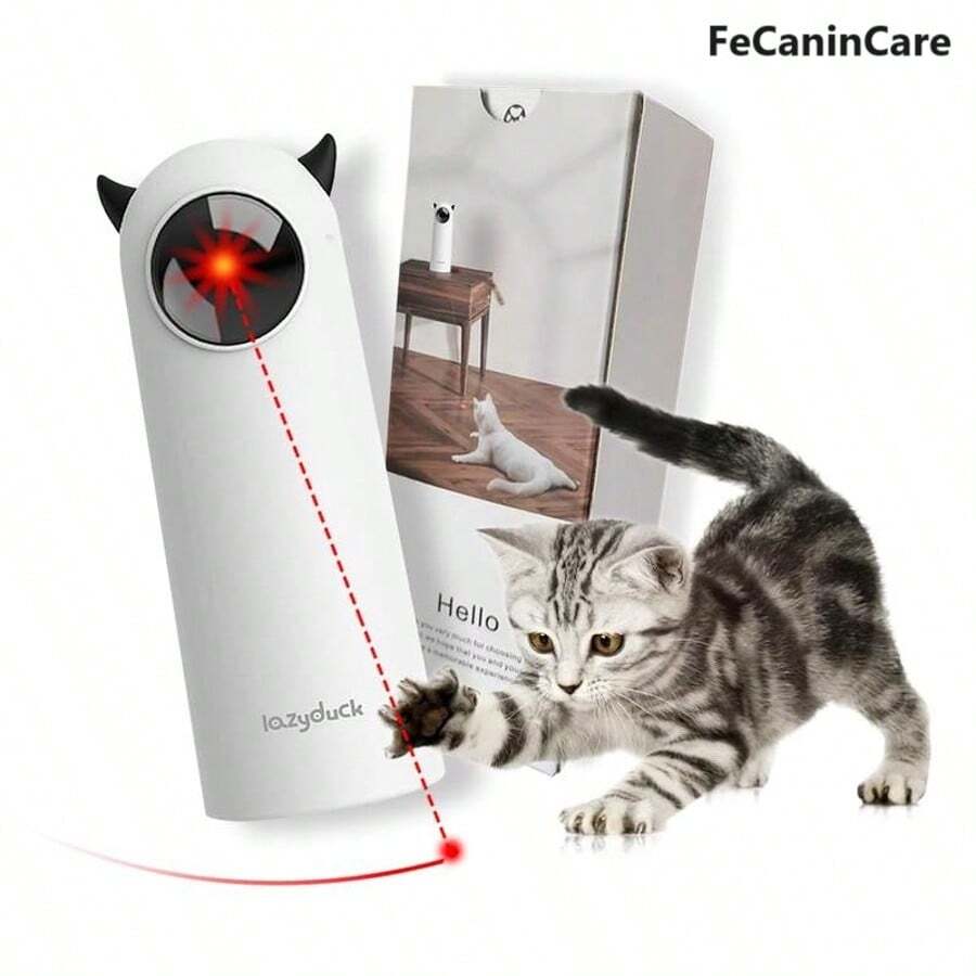 FeCaninCare Rechargeable Automatic Cat Laser Toy, Adjustable Range & Speed Mode Pet Teaser Toy, Cat Interactive Toys For Indoor Cats, Cat Toys - trắng - Xem 1