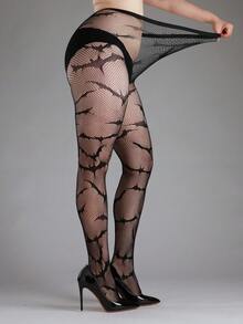 1 đôi tất lưới kiểu Gothic, tất lưới phù thủy cho dịp lễ/Giáng sinh - màu đen - Xem 3