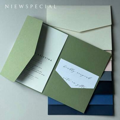 20 Pieces Tri-Fold Pocket Wedding Invitation Cover, Engagement XV Birthday Baptism Simple Invitations Envelope,5*7inch Invitation,DIY Invitation,Custom Color Invitation Gifts Graduation Birthday Decorations Party Decorations Bachelorette Summer Beach Back To School School Supplies Room Decor