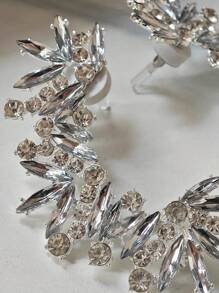 1 Par de Brincos de Argola com Cristal Geométrico na Cor Prata, Joias de Festa na Moda para Mulheres