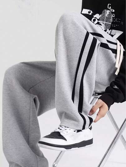 男士宽松华夫格针织阔腿裤，时尚运动休闲裤，适合散步、夜跑、健身锻炼，具有垂坠效果