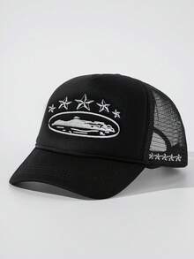 1pc Embroidered 5-Star Baseball Cap, Breathable Mesh Adjustable Sun Ion Casual Outdoor Hat, Suitable For Spring Autumn Travel Beach, Unisex Y2K Style - Mesh Cap - View 16