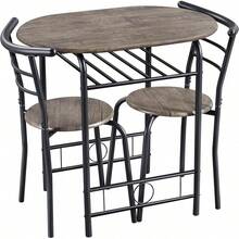 Möbelset mit Bartisch und 2 Stühlen Esszimmer Küche Kleine Räume Platzsparend Balkon für 2 Personen in Holz und Metall Stuhl Belastbarkeit 136 kg Beige