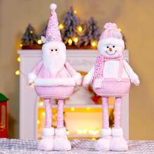 Weihnachts-Elastik-Schneemann, Feiertags-Dekoration, rosa dehnbarer Schneemann für Senioren, stehende Puppe, Feiertags-Geschenkdekoration - Verschiedenfarbig - Übersicht 5