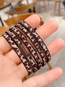 5条装咖啡色豹纹弹力发圈，耐用加厚，简约时尚马尾发圈，动物纹，发绳发饰，橡皮筋 - 彩色 - 查看 9