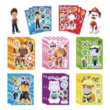 8pcs Paw Patrol Puzzle Stickers, Can Be Assembled Into Funny Expressions Of Ryder And Rubble, Suitable For DIY Games, Party Gifts, Decoration, Notebooks And Phones. - Multicolor - View 1