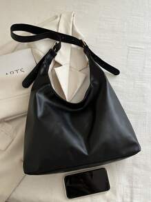 时尚超大号女士手提单肩包，优质设计女士手提包 - 黑色 - 查看 4