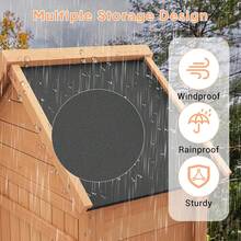 mteryoing 63"/70" Large Outdoor Wooden Storage Shed - Waterproof Vertical Garden Tool Cabinet With 3 Adjustable Shelves, Lockable Door & Roof Storage | Heavy-Duty, Space-Saving For Patio, Yard, Lawn, Backyard - 63.23x27.56x17.72 inches - 查看 10