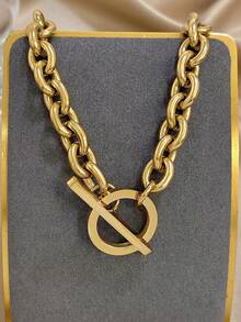 1 件女士简约链条项链不锈钢项链优雅日常派对珠宝圣诞礼物 - 彩色 - 查看 2