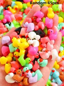 100 pezzi/set - Mini statuette di anatre, anatre in resina micro, anatroccoli in plastica mini, adatti per case delle bambole, giardini delle fate, decorazione per acquari