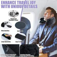 Almohada de viaje rellenable, adecuada para equipaje extra, almohada de cuello de viaje de terciopelo suave con bolsa de almacenamiento, tamaño de cuello ajustable, almohada plegable multifuncional, adecuada para viajes en avión - Multicolor - Ver 6