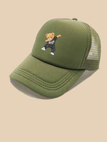 1 pieza Gorra de béisbol con estilo deportivo para hombres, con estampado de oso lindo, ajustable y transpirable de malla, adecuada para deportes al aire libre, golf - Multicolor - Ver 21